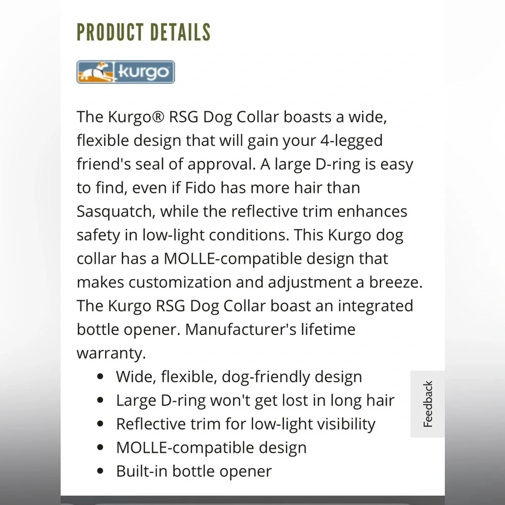 Kurgo Reflective Blue Dog Collar with Opener